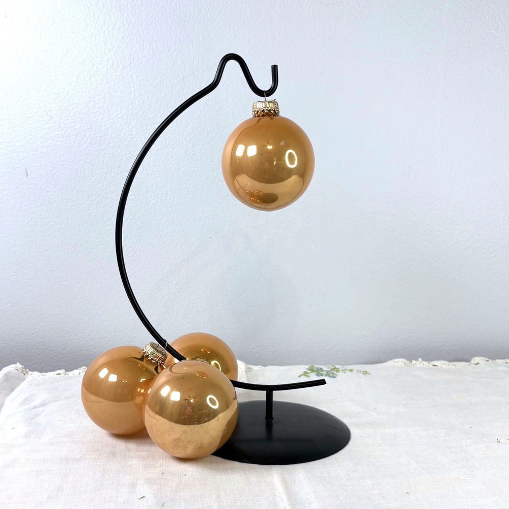 Vintage Krebs Glass Christmas Ornaments Set of 4 Amber Gold Round Ball NO BOX